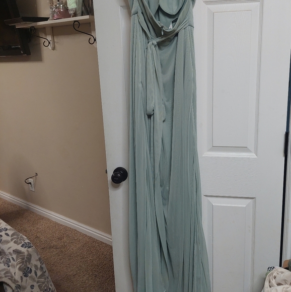 Azazie Halter Jumpsuit in Soft Green - Picture 4 of 5